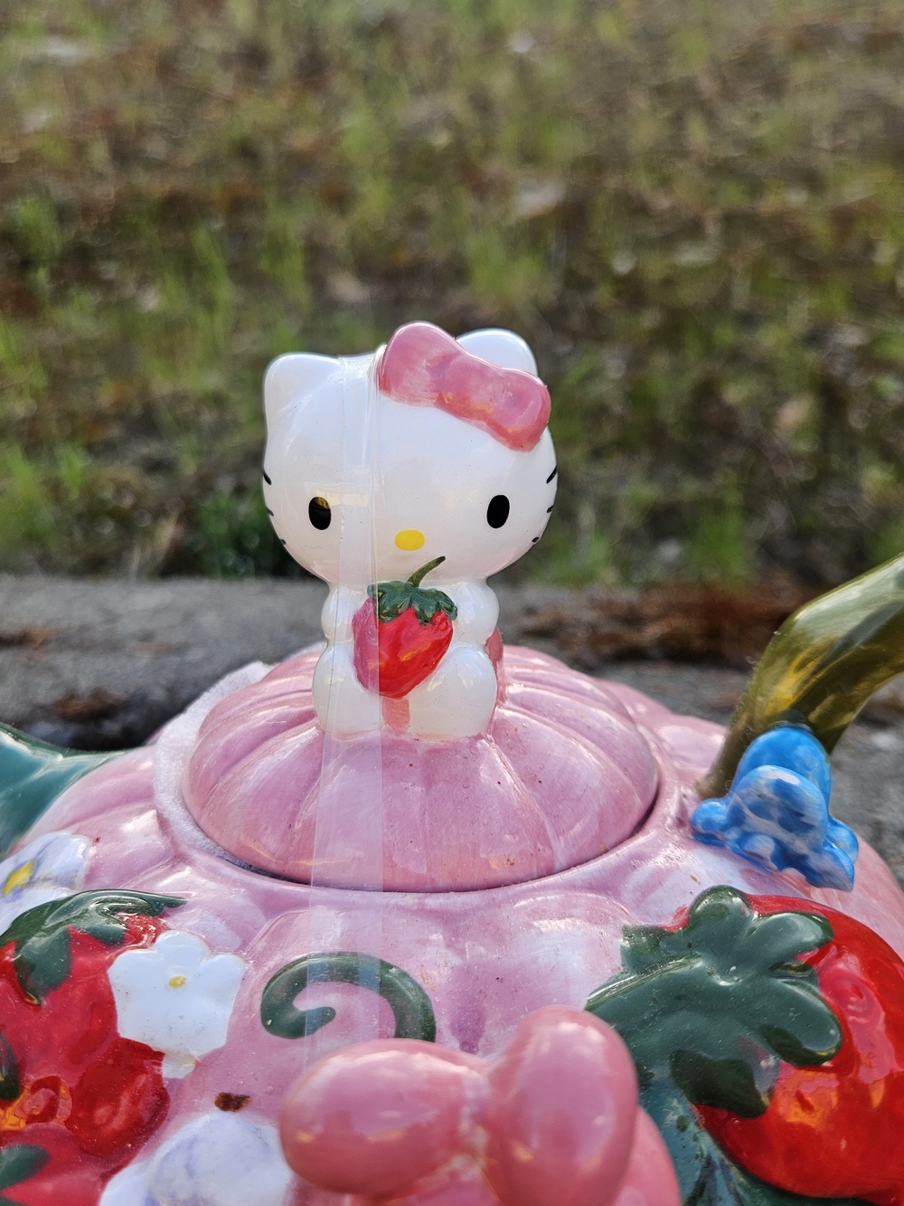 Blue Sky Clay Works Hello Kitty And My Melody Strawberry Teapot